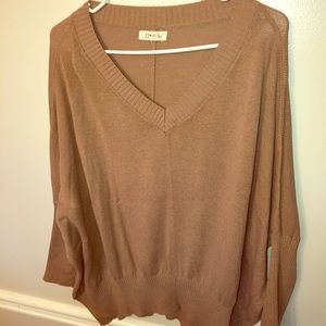 Camel colored light knit winged sweater